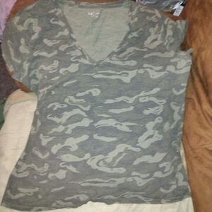 Merona Green Camouflage V-Neck Tee